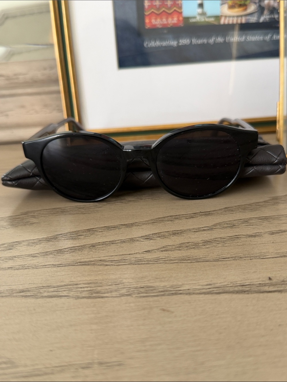 Bottega Veneta Classic Black Round Sunglasses